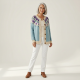 Jennifer — Knitted cardigan with floral pattern on the yoke