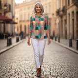 Jennifer — Knitted cardigan with floral pattern on the yoke