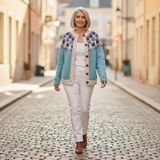 Jennifer — Knitted cardigan with floral pattern on the yoke