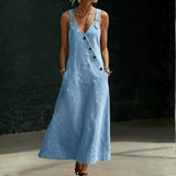 Chloe — Long Denim Button Down Dress