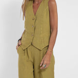 Orla — Set of Buttoned Vest and Wide Trousers