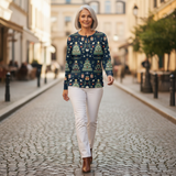 Audrey — Cardigan with stripes in blue & mustard yellow