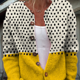 Rose — Yellow dotted cardigan with print and buttons
