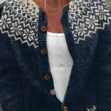 Hannah — Dark Blue Cardigan with Snowflake Pattern
