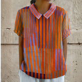 Elaine — Geometric Striped Blouse