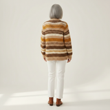 Bríd — Cardigan with Stripes in Brown & Cream