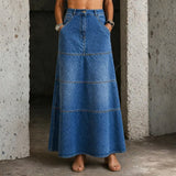 Leah — Mid-Length Denim Skirt