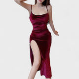 Úna — Velvet Dress with Slit