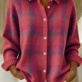 Fionnuala — Classic Checked Cardigan with Collar