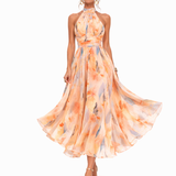 Muireann — Halter Neck Dress with Watercolour Print