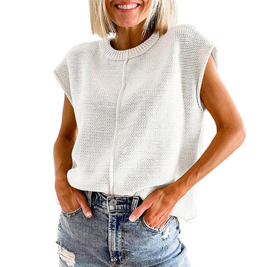 Síle — Casual Minimalist Crewneck Sleeveless Top