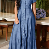 Paula — Long Denim Dress