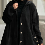Catherine — Corduroy Hooded Cardigan