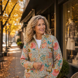 Eimear — Knitted vest with floral garden print