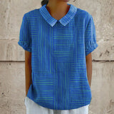 Maeve — Striped Geometric Blouse