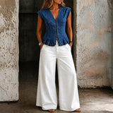 Úna — V-Neck Denim Top