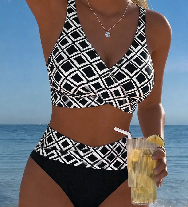 Muireann — Two-Piece Bikini with Cut-Out Bra and Diamond Pattern
