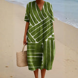 Florence — Green Dress with Geometric Pattern