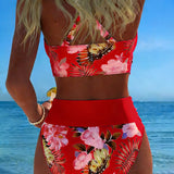 Denise — Bikini with Contrasting Floral Print and Slit