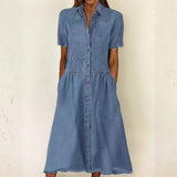 Olivia — Short Sleeve Denim Dress