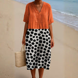 Éabha — Orange Dress with Contrasting Dots