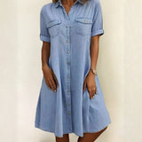 Fionnuala — Casual Denim Style Midi Dress