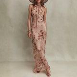 Maeve — Elegant Floral Print Chiffon Maxi Dress with Keyhole Neckline