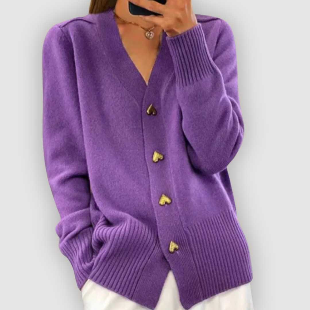 Aisling — Bella – Knitted Heart Button Cardigan