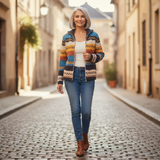 Teresa — Knitted vest with colourful zigzag pattern