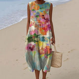 Kerry — Elegant Watercolour Effect Flowing Dress