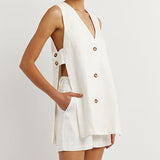 Bernadette — Sleeveless Set with Buttons