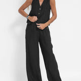 Orla — Set of Buttoned Vest and Wide Trousers