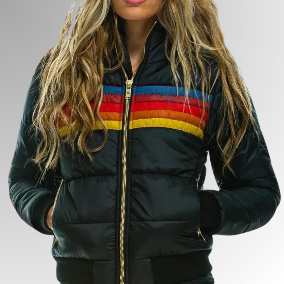 Audrey — Zip-Up Jacket with Rainbow Stripes