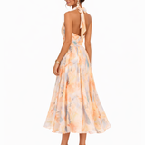 Muireann — Halter Neck Dress with Watercolour Print