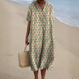Josephine — Retro Floral Dress in Aqua Green
