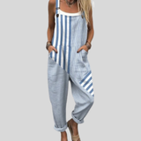 Angela — Striped Overalls Blue-White