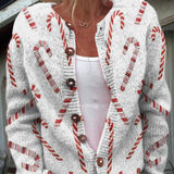 Muireann — Christmas Cardigan with Candy Cane Pattern