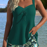Kathleen — Striped Tankini with Two-Piece Swimsuit Bottom