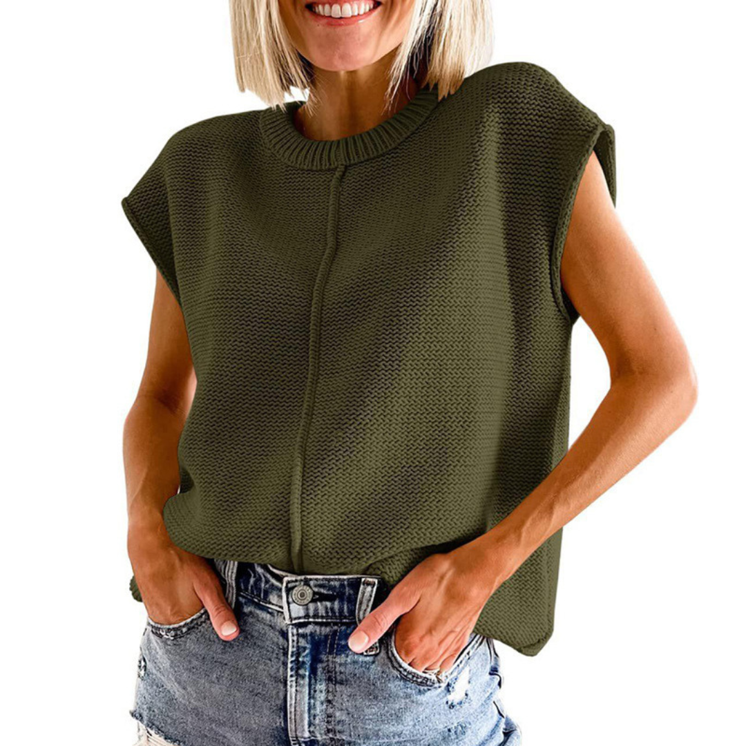 Síle — Casual Minimalist Crewneck Sleeveless Top