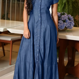 Paula — Long Denim Dress