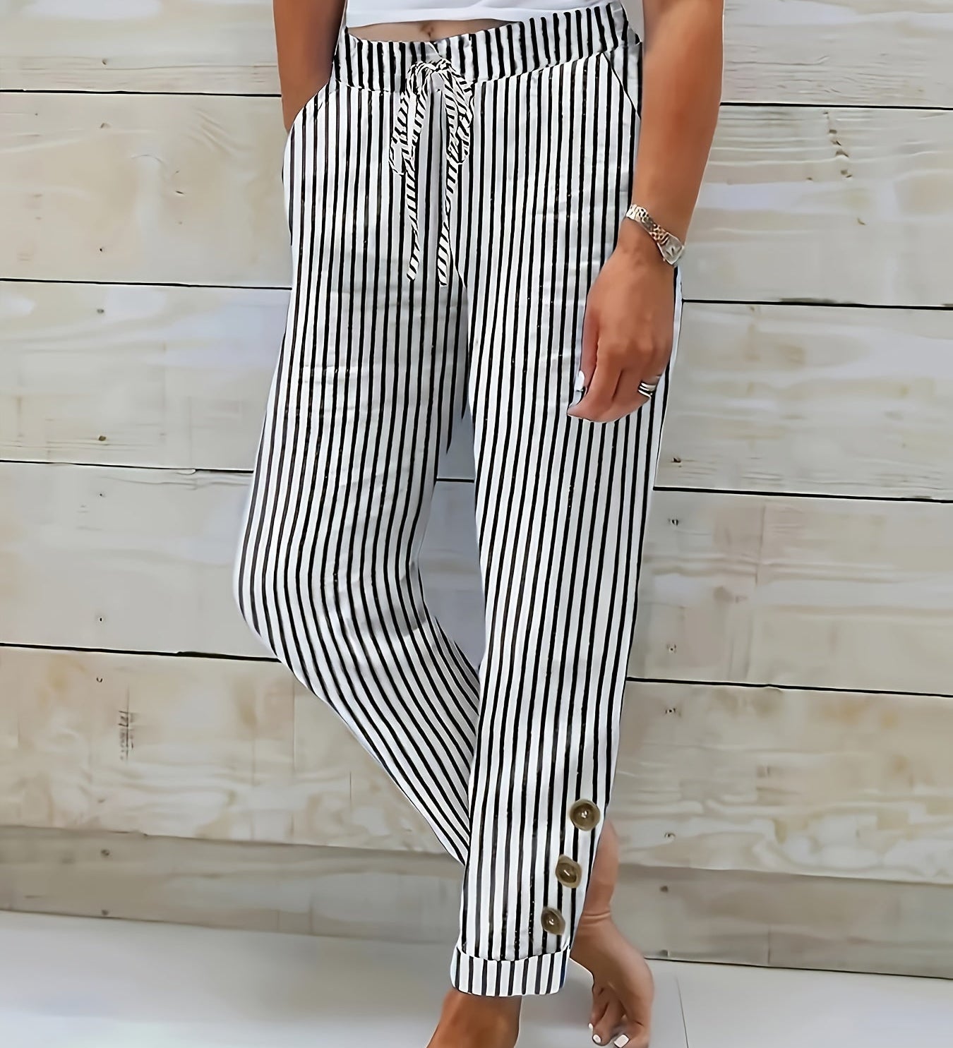 Frances — Casual Striped Trousers
