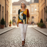 Deirdre — Jumper made of structured material with geometric patterns
