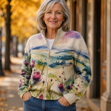 Theresa — Knitted vest with thistle and landscape pattern