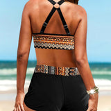 Ciara — Geometric Print Bikini with High Elastic Waist