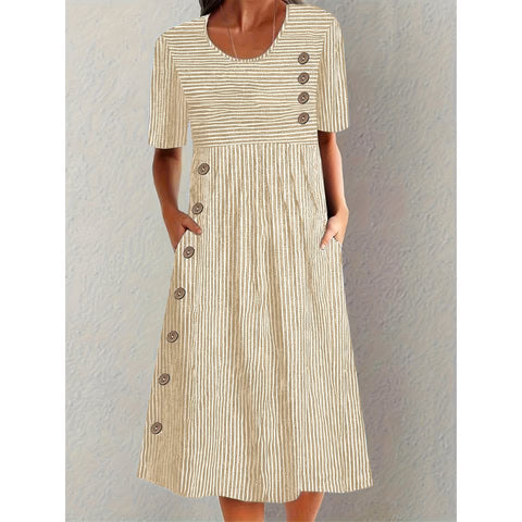 Niamh — Elegant Striped Summer Midi Dress