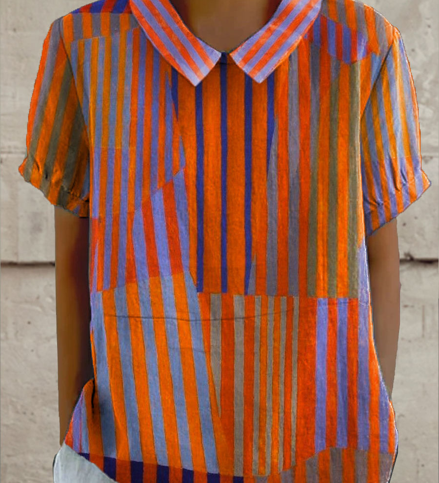 Elaine — Geometric Striped Blouse