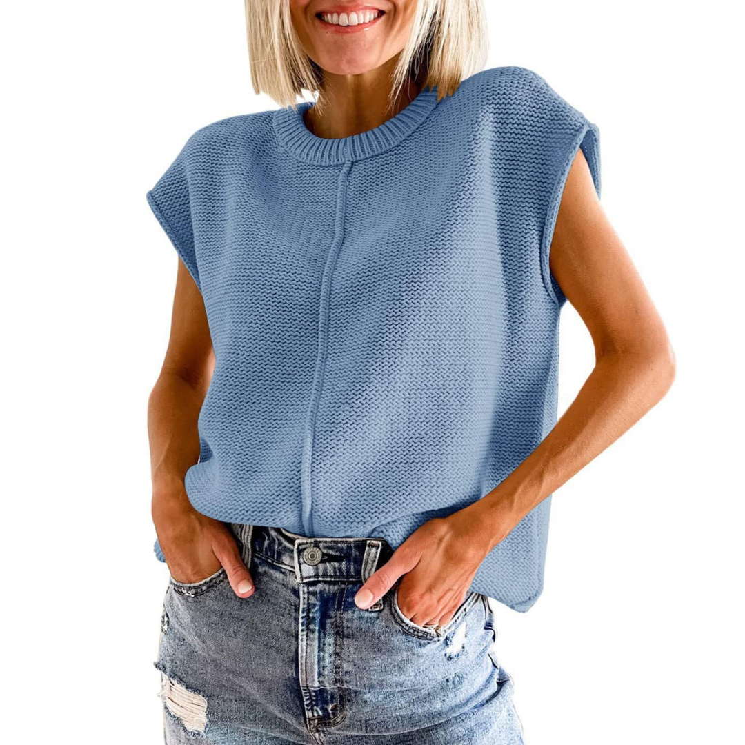 Síle — Casual Minimalist Crewneck Sleeveless Top