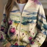 Theresa — Knitted vest with thistle and landscape pattern