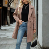 Bláthnaid — Casual Mid Length Button Open Front Coat