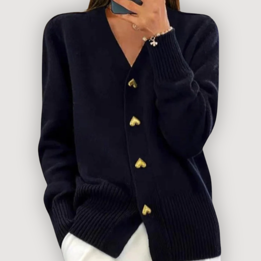 Aisling — Bella – Knitted Heart Button Cardigan